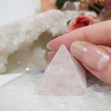 Load image into Gallery viewer, pyramid rose quartz crystal carving
