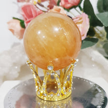 Load image into Gallery viewer, honey-calcite-sphere-crystal-carving
