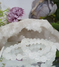 Load image into Gallery viewer, Beautiful Selenite Crystal Bracelet 8mm Stone Gemstone Beaded Bracelet inspires angelic light and cleansing
