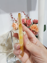 Load image into Gallery viewer, Diamond Golden Healer Crystal Carving on Silver Stand 170mm 3 STUNNING!
