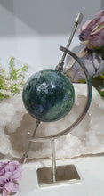 Load image into Gallery viewer, Moss Agate Sphere Crystal Carving on Planet Stand 55mm | Promotes Grounding &amp; Connection to Earth 2
