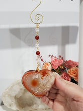 Load image into Gallery viewer, HEART OF SEDUCTION - SENSUALITY | LOVE | SPIRITUALITY - Carnelian Heart Gold Wired Stone Crystal Energy Enhancer© / Hanger / Sun Catcher 200mm
