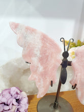 Load image into Gallery viewer, Pink Opal Butterfly Wings Crystal Carving Stone on Stand 130mm | Inspires Compassion &amp; Nurturing
