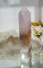 Load image into Gallery viewer, SECONDS STOCK - Amethyst Agate Crystal Point Tower Stone

THIS POINT IS A TAD WOBBLY

INSPIRES INTUITION AND WELLBEING

Amethyst Agate Tower Crystal Stone. is a little wobbly.  


