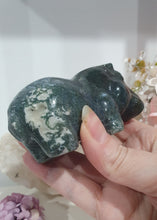 Load image into Gallery viewer, Hippopotamus Hippo Moss Agate Crystal Carving Stone

INSPIRES GROUNDING AND CONNECTION TO EARTH

Beautiful Moss Agate Hippo Crystal Carving Stone.  Amazing Piece!.     
