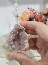 Load image into Gallery viewer, Grace-and-Connection-Crystal-Energy-Enhancer-Hanger-Ornament-Suncatcher-Pink-Amethyst-Geode-Stone-Moonlight-Crystals-Australia
