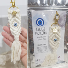 Load image into Gallery viewer, Evil-Eye-Macrame-Keyring-Key-Ring-Moonlight-Crystals-Australia

