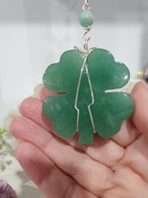 Load image into Gallery viewer, LUCKY FOUR-LEAF CLOVER BLESSINGS Aventurine Crystal Carving Silver Stone Crystal Energy Enhancer© / Hanger / Ornament / Suncatchers

GOOD FORTUNE | HOPE | MAGIC | PROTECTION

A four-leaf clover Symbolises good luck and abundance. It is believed if you hold a four-leaf clover you will gain the ability to see fairies and leprechauns and find their treasures.&nbsp;

Beautiful Aventurine four-leaf clover crystal carving beaded with Amazonite, Aventurine and Quartz. Wire wrapped in Silver
