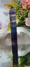 Load image into Gallery viewer, Fluorite WAND tower point Crystal Carving Stone

Inspires stability and grounding

Beautiful Fluorite Wand /Tower. Colours are just lovely
