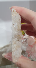 Load image into Gallery viewer, Fairy Quartz Cluster Crystal Carving Stone . Discounted as she is slightly bent 

Inspires Magick, Purity &amp; Spirituality

Stunning Quartz Crystal cluster fairy with gorgeous quartz crystal teeth. She is discounted as slightly bent at top
