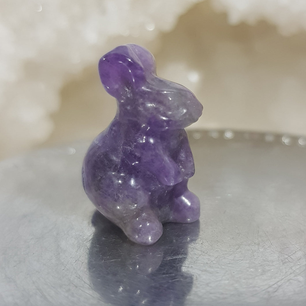 Mini Amethyst Bunny Rabbit Crystal Carving 25mm 2