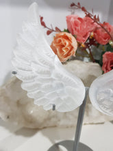 Load image into Gallery viewer, Angel Wings on Stand Selenite Crystal Carving Stone 180mm 4 GORGEOUS
