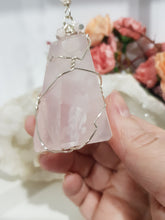 Load image into Gallery viewer, the-love-bomb-rose-quartz-freeform-crystal-energy-enhancer-hanger-ornament-sun catcher
