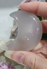 Load image into Gallery viewer, Moon Agate Crystal Carving Stone on stand 50mm | Inspires Light, Growth &amp; Friendship

