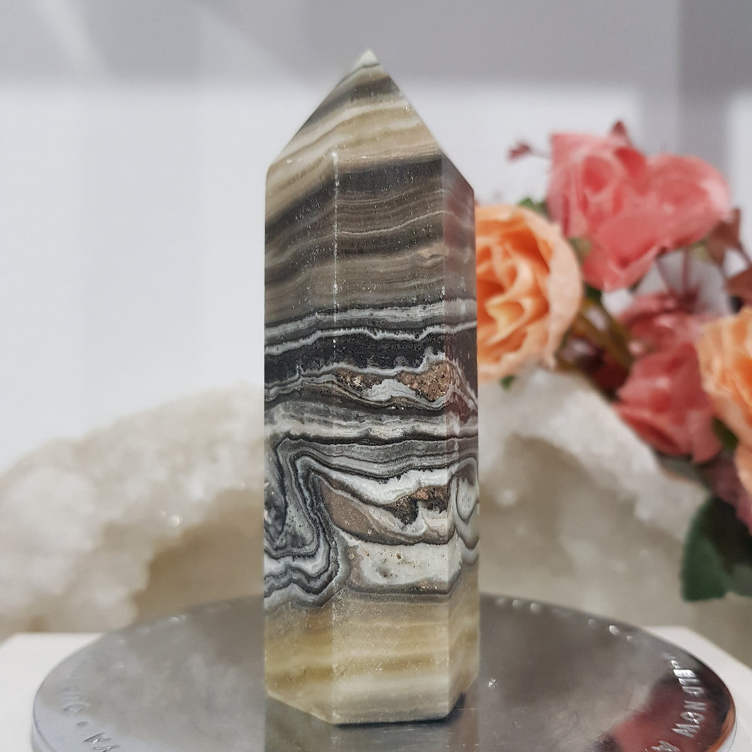 chocolate-calcite-crystal-tower-point