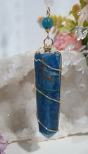Load image into Gallery viewer, WAND OF PSYCHIC ACTIVATION - Handcrafted Apatite Tower Point Stone Gold Crystal Energy Enhancer© | Hanger | Ornament | Suncatcher

VISION | WISDOM | INTUITION

Gorgeous Apatite Point beaded with Apatite &amp; Quartz.  Wire wrapped in gold
