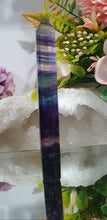 Load image into Gallery viewer, Fluorite WAND tower point Crystal Carving Stone

Inspires stability and grounding

Beautiful Fluorite Wand /Tower. Colours are just lovely

