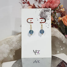 Load image into Gallery viewer, Blue Fluorite Crystal Beaded 8mm Gold Earrings Gemstone E33
