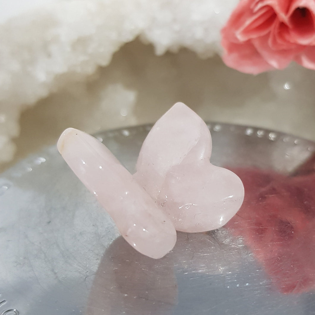 Butterfly Rose Quartz Crystal Carving Stone 30mm 3 INCLUSIONS