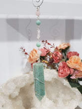 Load image into Gallery viewer, Wand-of-Hope-Crystal-Energy-Enhancer-Ornament-Suncatcher-Hanger-Amazonite-Point-Tower-   oonlight-Crystals-Australia
