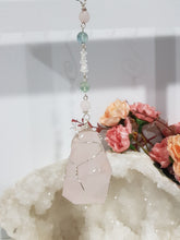 Load image into Gallery viewer, the-love-bomb-rose-quartz-freeform-crystal-energy-enhancer-hanger-ornament-sun catcher
