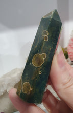 Load image into Gallery viewer, Ocean Jasper Crystal Point Tower Stone.  

INSPIRES ADAPTION, OVERCOMES CHALLENGES AND BRINGS JOY

Lovely Ocean jasper crystal point tower. 


