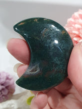 Load image into Gallery viewer, Moon Moss Agate Crystal Carving Stone on Stand 50mm | Inspires Tranquility and Grounding
