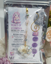 Load image into Gallery viewer, "HEART OF A UNICORN" Aura Howlite Heart gold Crystal Energy Enhancer© Hanger Ornament Suncatcher 190mm | Inspires Nurturing, Love and Magick
