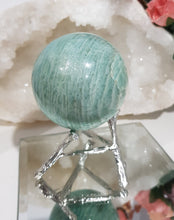 Load image into Gallery viewer, Amazonite-Sphere-Crystal-Carving-on-Stand-Stone-Moonlight-Crystals-Australia
