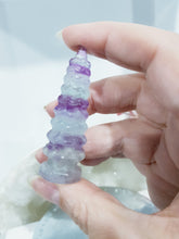 Load image into Gallery viewer, Temple Fluorite Crystal Carving Stone Point 60mm 11
