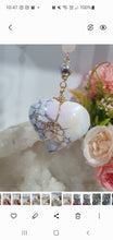 Load image into Gallery viewer, "HEART OF A UNICORN" Aura Howlite Heart gold Crystal Energy Enhancer© Hanger Ornament Suncatcher 190mm | Inspires Nurturing, Love and Magick
