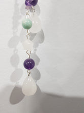 Load image into Gallery viewer, MANIFESTATION / INTUITION / SPIRITUALITY - Moon Crescent Quartz Crystal Carving Stone silver wired Crystal Energy Enhancer© / Wall Hanger / Sun Catcher / Ornament 1 360mm
