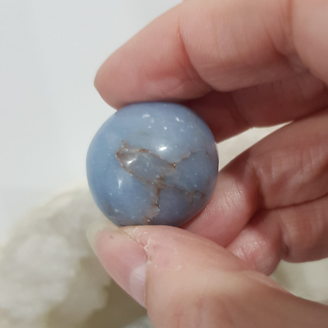 Angelite Crystal Tumble Stone 26mm 5 inclusions