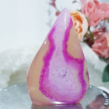 Load image into Gallery viewer, pink-agate-crystal-flame-stone-dyed-tower-lovely
