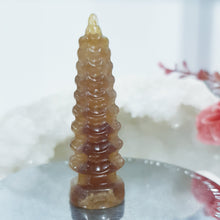 Load image into Gallery viewer, Temple Fluorite Crystal Carving Stone Point 60mm 14
