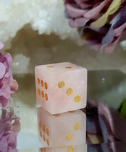 Load image into Gallery viewer, Beautiful Die Dice Rose Quartz Crystal Carving. Promotes Love and harmony. Lovely Quality
