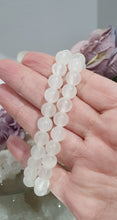 Load image into Gallery viewer, Beautiful Selenite Crystal Bracelet 8mm Stone Gemstone Beaded Bracelet inspires angelic light and cleansing
