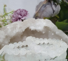 Load image into Gallery viewer, Beautiful Selenite Crystal Bracelet 8mm Stone Gemstone Beaded Bracelet inspires angelic light and cleansing
