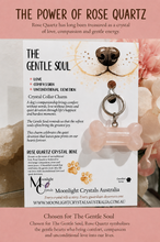 Load image into Gallery viewer, "THE GENTLE SOUL" Crystal Collar Charm Rose Quartz Dog Tag Key ring Bone Crystal Carving | Love, Compassion, Unconditional Devotion

LOVE | COMPASSION | UNCONDITIONAL DEVOTION

&nbsp;"For the companions who comfort without words, love without limits and stasy close through life's happiest and hardest moments.&nbsp;

Every gentle nuzzle, quiet cuddle and loving glance is a reminder that the softest souls often bring the greatest comfort.&nbsp; Their quiet devotion leaves paw prints on our hearts that last a 
