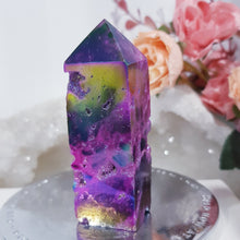 Load image into Gallery viewer, Pink-Titanium-Aura-Sphalerite-crystal-tower
