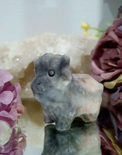 Load image into Gallery viewer, Lovely Highland Cow Zebra Agate Crystal Carving. Inspires Clarity and Communication. Lovely Gift Idea

