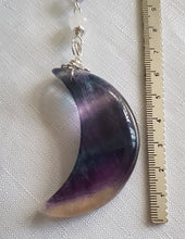 Load image into Gallery viewer, Fluorite Moon silver Energy Enhancer Sun Catcher Ornament 1
