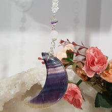 Load image into Gallery viewer, Fluorite Moon silver Energy Enhancer Sun Catcher Ornament 1
