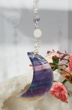 Load image into Gallery viewer, Fluorite Moon silver Energy Enhancer Sun Catcher Ornament 1
