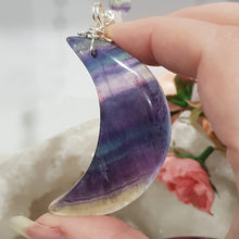 Load image into Gallery viewer, Fluorite Moon silver Energy Enhancer Sun Catcher Ornament 1
