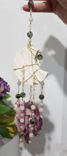 Load image into Gallery viewer, HARMONY / COMMUNICATION / LOVE - White Agate Moon Gold Wired Crystal Energy Enhancer / Hanger / Sun Catcher 340mm EE50
