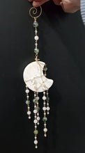 Load image into Gallery viewer, HARMONY / COMMUNICATION / LOVE - White Agate Moon Gold Wired Crystal Energy Enhancer / Hanger / Sun Catcher 340mm EE50
