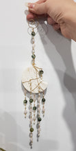 Load image into Gallery viewer, HARMONY / COMMUNICATION / LOVE - White Agate Moon Gold Wired Crystal Energy Enhancer / Hanger / Sun Catcher 340mm EE50
