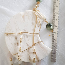 Load image into Gallery viewer, HARMONY / COMMUNICATION / LOVE - White Agate Moon Gold Wired Crystal Energy Enhancer / Hanger / Sun Catcher 340mm EE50
