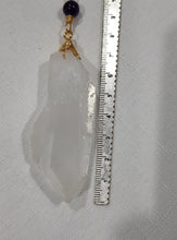 Load image into Gallery viewer, WISDOM / INTUITION / SPIRITUALITY - Lemurian Quartz Raw Crystal Gold Wired Energy Enhancer / Hanger / Sun Catcher 230mm EE68
